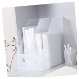 EXCEART 3-Pack Plastic File Storage Rack Office Document Organizer Desktop File Sorter Clear White Modern 10.63" x 3.54" x 9.00cm