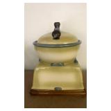 Vintage McCoy \"Coffee Grinder\" style ceramic cookie jar. GS80