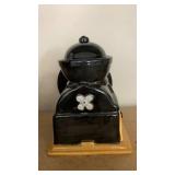 Vintage Ceramic Wheel Coffee Grinder Shaped Canister & Lid  GS80