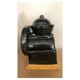 Vintage Ceramic Wheel Coffee Grinder Shaped Canister & Lid  GS80