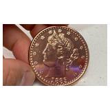 1 oz 999 fine copper round 1883 Liberty Head V Nickel design