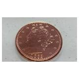 1 oz 999 fine copper round 1883 Liberty Head V Nickel design