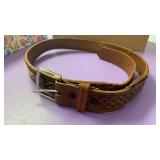 Handcrafted Leather Belt with Native Pattern size 38