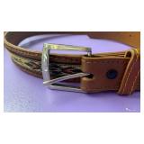 Handcrafted Leather Belt with Native Pattern size 38