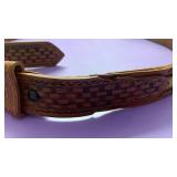 Handcrafted Leather Belt with Native Pattern size 38