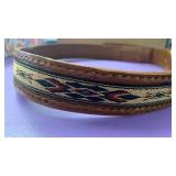 Handcrafted Leather Belt with Native Pattern size 38