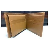 Handcrafted Tan Leather Bifold Wallet 13 pockets