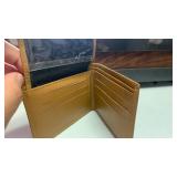 Handcrafted Tan Leather Bifold Wallet 13 pockets