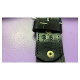 Handcrafted Black Leather Belt with Native Pattern size 38