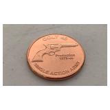 Colt 45 Single Action Army design 1 oz 999 Fine Copper Round