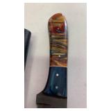 Handcrafted Copper Damascus Steel full tang Knife with Resin Handle with leather sheath approx 8.5