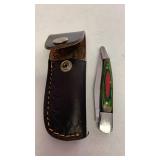 Handcrafted Pocket Knife with Leather Case approx 7.25 inches  when open