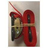 Red Nylon Tie Down Strap with Metal Hooks