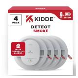 Kidde Hardwired Smoke Detector, 10-Year Battery Backup, Interconnectable, LED Warning Light Indicators, 4 Pack, Retail $110