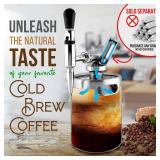 NutriChef Nitro Cold Brew Coffee Maker - Home Brew Coffee Keg, Nitrogen Coffee Machine Dispenser System w/ Pressure Relieving Valve Kit & Stout Creamer Faucet, Stainless steel - NutriChef NCNTROCB