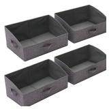 TENABORT 4 Pack Trapezoid Large Foldable Closet Storage Bins with Handle, Fabric Storage Organizer Cube Cloth Containers Linen Box Shelf Baskets for Clothes Clothing Shelves Wardrobe