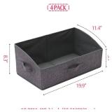 TENABORT 4 Pack Trapezoid Large Foldable Closet Storage Bins with Handle, Fabric Storage Organizer Cube Cloth Containers Linen Box Shelf Baskets for Clothes Clothing Shelves Wardrobe