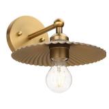 JIMUBEAM Vintage Metal Wall Sconce Lighting, Industrial Wall Light Fixture Brass Finished Rippled Shape Shade Design, 1-Light Wall Mounted Lamp for Bedroom, Living Room, Corridor, Office