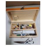 Handheld Sewing Machine with Exquisite Wooden Storage Box & 142-Piece Sewing Kit - Electric Switch, Dual Power Supply, Assorted Needles, Threads, Heavy Duty Scissors - Meets All Household Sewing Needs