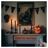 SUNGEGE Flameless Bleeding Candles 6 Pack, Black LED Taper Candles with Red Dripping Wax Effect, 0.8 x 9.9 Inches, Includes 2 Remotes Creepy Halloween Decor for Haunted Houses & Horror Parties