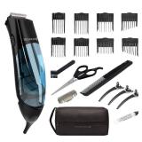 Remington Vacuum Haircut Kit, Vacuum Beard Trimmer, Hair Clippers for Men with Removable Hair Chamber and Dual Motor Power (18 pieces)