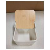 ONTUBE Garlic Keeper with Lid, Ceramic Garlic Holder Storage, Garlic Container for Kitchen, Garlic Saver to Keep Your Garlic Cloves Fresh Longer 4.7-Inch, White