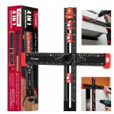 Saker 4-in-1 Drilling Positioning Ruler, Adjustable 13.78in Multifunctional T Square Ruler, Cabinet Hardware Jig, Marking Gauge Tools for Woodworking, Cabinet Drawer Door Hole Drilling Template