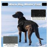 DENTRUN Winter Warm Dog Coat Reflective Jacket with Turtleneck for Cold Weather, Adjustable Buckle Windproof Water Repellent, Thick Snowsuit Fleece Vest for Small, Medium, Large Dogs, Black, L