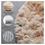 ONASAR Tie-Dye Beige Round Area Rugs 5ft, Soft Bedroom Circle Rug Floor Mats for Kids Girls Teen Room, Kawaii Fluffy Plush Shaggy Carpet for Baby Nursery Living Room Playroom Home Decor