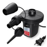 MAXEVER Quick-Fill Electric Air Pump with 3 Nozzles, AC 110V-120V Portable Inflator Deflator for Inflatables Pool Float Toys Air Mattress Bed Couch Swim Ring Tube Raft, Black