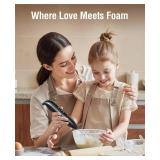 Dynooper Electric Milk Frother Handheld: Rechargeable 3 in 1 - LED Digital Display with 3 Speeds Portable Stainless Steel Drink Foam Mixer for Milk Coffee, Lattes, Cappuccino, Matcha - Black