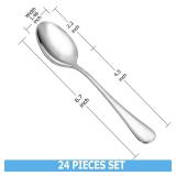24 Pcs Teaspoons Set, Food Grade Stainless Steel Tea Spoons, Durable Small Spoons, Metal Dessert Spoon, Spoon Silverware for Home, Kitchen or Restaurant, Mirror Polished & Dishwasher Safe, 6.7-Inch