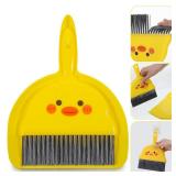 Nogeqi Small Dustpan and Brush Set Yellow Small Hand Broom and Dustpan Set, Mini Dust Pan Brush Sets, Cute Mini Hand Broom Portable for Home Cleaning Drawers Desktop Sofas Pet Areas Guinea Pig Cages