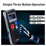 Voice Recorder 16GB Capacity Voice Activated Recording Device Digital Voice Recorder for Lectures, Meetings, Interviews Audio Recorder with USB Rechargeable WAV/MP3 Tape Recorder (16GB) (Charger Not I