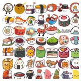 Dorgua 50Pcs Sushi Stickers, Sushi Water Bottle Stickers, Cute Food Sticker Vinyl Waterproof Sticker for Adults Water Bottle Laptop Decor Party Favors Birthday Gifts