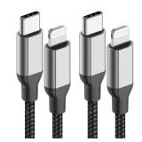 2Pack MFi Certified 3ft USB-C to Lightning Cable - Fast Charging for iPhone 14-8, iPad