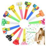 Twavang 12 Pcs Party Blower Colorful Blowouts Noisemakers Birthday Blowouts Whistles for Party Favors(Colorful Paper Roll)