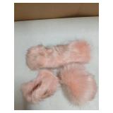 Faux Fur Headband and Wrist Cuffs 3pcs Pink