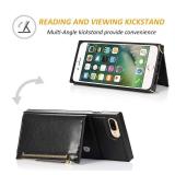 UEEBAI Case for iPhone SE 2022 5G/iPhone 7/iPhone 8/iPhone SE 2020, PU Leather Zipper Wallet Case with Card Holder Slots Crossbody Wrist Strap Kickstand Flip Case Cover for iPhone SE3/SE2 - Black