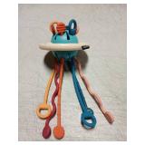 Baby Sensory Montessori Teething Toys for 24 Months, Pull String Silicone Teething Toy for 2 3 Year Old, Sensory Development Toddler Travel Toys for 2-3 Year Old Boy Girl Birthday Gifts (White)