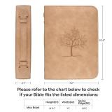 BLIEVE- Bible Cover Case for Women and Men with Storage Pockets, Handle and Bible Ribbon Bookmark, PU Leather Bible Covers Resistant and Stylish Bible Accessories (Natural Tree, 10.5 x 7.6)