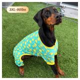 KYEESE Dog Pajamas Velvet Dog Pajamas Large Sized Dogs Soft Dogs Clothes Pjs with Yellow Ducks Pattern Stretchy Pet Jammies Coat Comfy Pet Onesie Costume, 3X-Large
