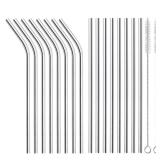 ANNVCHI 16 Pack of Reusable Stainless Steel Metal Straws, 8 Straight + 8 Bent 8.5 inch Metal Straws with 2 Cleaning Brushes, Straw Compatible with 20oz Stanley Cup