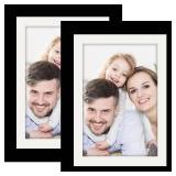 Picture Frames 5x7 2 Pack Made of Solid Wood Black for Wall Mounting and Tabletop Display