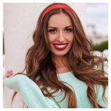 VELSCRUN Red Headband Satin Headbands for Women Girls Non Slip 1.3 Inch Women Hair Bands Halloween Cosplay Diy Holiday Head Band Gifts for Mothers Sisters Hair Accessories