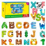 Large Size Magnetic Letters, Cute Animal Alphabet ABC Magnets for Fridge Colorful Uppercase Animals Toys Set Educational Spelling Learning Games for Kids, Toddlers 3 4 5 Years Old