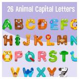 Large Size Magnetic Letters, Cute Animal Alphabet ABC Magnets for Fridge Colorful Uppercase Animals Toys Set Educational Spelling Learning Games for Kids, Toddlers 3 4 5 Years Old