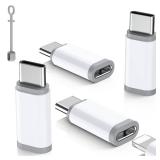 Lightning to USB C Adapter 4 Pack - Fast Charging & Data Transfer USB C to Lightning Charger Connector Compatible with iPhone 15/16/17 Pro Max/Plus, Samsung, Pixel - Not for Audio/OTG (White)