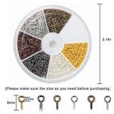 Coolrunner 6 Colors 600Pcs Small Screw Eye Pins, Eye pins Hooks, Eyelets Screw Threaded Silver Clasps Hooks Eye Screws for Jewelry Making