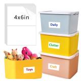 Labels for Storage Bins, 6 X 4 Inch Removable Labels for Storage Bins, Tear Resistant No Residue Storage Bin Label, Matte White Blank Box Label for School, Home, Business 150 pieces